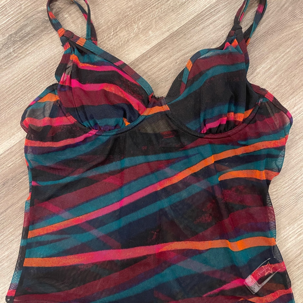 Fredericks of Hollywood Colorful Striped Halter Top